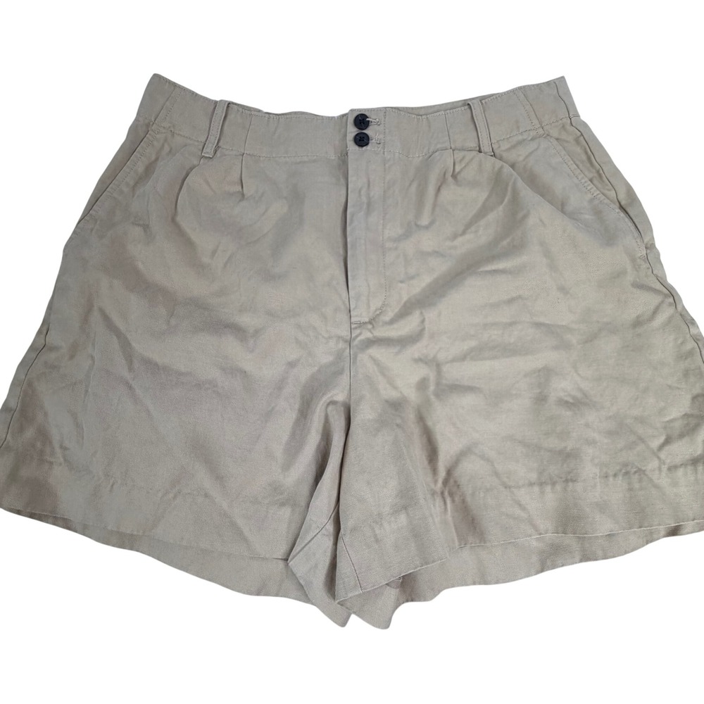 Madewell Pleated Lyocell Linen Blend Shorts Tan Size 12 High Rise Casual